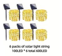 Pack de 6 Luces de con Alambre de Cobre en Cálidos, Energía Solar y , Perfectas para Navidad, Halloween, Pascua y Otras Decoraciones Festivas-Luces Esenciales para Jardines, Patios y Camping