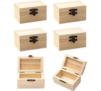 Pack de 6 Mini Cofres del Tesoro de Madera,Caja de Madera con Tapa,Caja de Madera Rectangular,Cajas de Madera para Decorar,cofre decorativo,Juegos Creativos y Manualidades DIY