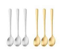 Pack De 6 Mini Cucharas, Cucharas De Azúcar Mate, Cucharas De Café De Acero Inoxidable, Cucharas De Especias De Cocina, Cucharas De Postre Para Helado, Mini Cucharas De Té (Oro, Plata)