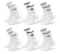Pack de 6 pares de calcetines deportivos para hombre Kappa - algodón transpirable, sujeción estable, comodidad duradera - parte media pantorrilla crew - estilo deportivo y uso diario, 1332 x 6 blanco