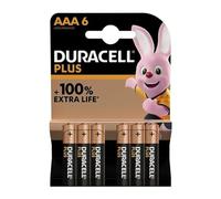 Pack de 6 piles alcalines AAA Duracell Plus, 1.5V LR03