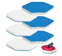 Pack de 6 recambios para fregona de baño y bañera, compatibles con Vileda Bath Magic, rellenos de esponja de limpieza de baño, diseño hexagonal, lavable y reutilizable (azul/blanco)
