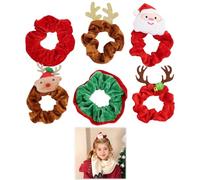 Pack de 6 Scrunchies de Navidad para el Cabello, Gomas Elásticas de Coloridas y Divertidas, Ideales para Mujeres, Niñas y Damas, Accesorios Festivos para Celebraciones Especiales y Fiestas