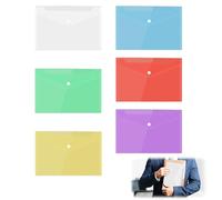 Pack de 6 Set de Carpetas y Dossieres A5, Transparentes Sobres Plástico A5, Con Cierre a Presión Portadocumentos Sobres Plastico Para Oficina Escuela y Viaje