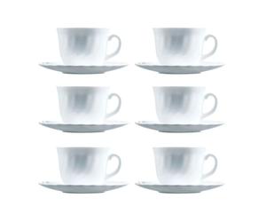 Pack de 6 tazas con plato trianon luminarc 22 lanco