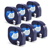 Pack de 6 uds x Compatible con LetraTag 91201 S0721610 Cintas de Negro sobre blanco Plastico Cinta de etiquetas, Compatible con LetraTag LT-100H, LT-100T, LT-110T, QX 50, XR, XM Label Makers