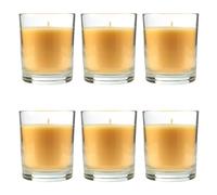 Pack de 6 Velas Aromáticas en Vaso de Cristal Reciclable 125g - 28h de Duración,Cera Vegetal Perfumada, Fabricadas en España, 8.5x7cm (Cupcakes)