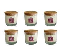 Pack de 6 Velas en Vaso con Tapa de Corcho - Cera Vegetal y Vegana - Come Olores - Olor Block - Original - Duración 50 Horas - Cereria di Giorgio
