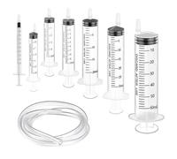 Pack de 7 jeringas, Syringe con manguera, jeringa con catéter de 1 m, 1 ml, 3 ml, 5 ml, 10 ml, 20 ml, 30 ml, 60 ml, jeringas de plástico sin aguja con conector, para alimentación de animales pequeños,