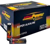 Pack de 72 Pilas Alcalinas AA 1.5V LR6 | Alta Duración y Potencia | 18 Blisters de 4 Unidades | para Mandos, Juguetes, Linternas, Cámaras y Más | Energía Estable y Segura Sin Fugas hasta 10 Años