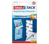 Pack de 72 puntos adhesivos tesa TACK, transparentes | Tiras transparentes de doble cara para paredes, ventanas y espejos - alternativa discreta a las chinchetas