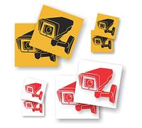 Pack de 8 Pegatinas Cámara de vigilancia - Pegatinas de Seguridad para Interior/Exterior - 4 x 9,8 cm + 4 x 5 cm