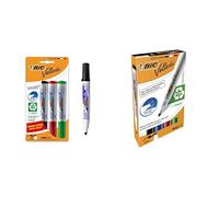 Pack de 8 Rotuladores BIC Velleda 1701 Ecolutions para Pizarra Blanca, Punta Media, Colores Surtidos