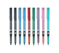 Pack de 9 bolígrafos Pilot V5 2 azul, 2 negros, 1 verde, 1 rojo, 1 lila, 1 rosa, 1 turquesa