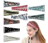Pack De 9 Diademas Para Mujer, Deportivas Con Estampado Retro, Suaves y Cintas Elásticas Para El Pelo - Accesorios De Vestir