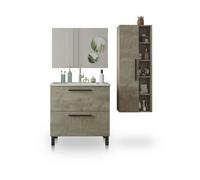 Pack de baño con lavabo cerámico y columna sense plus v2 roble alaska 80 x 80 x 45 cm 80 cm