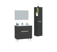 Pack de baño con lavabo y columna opera 80 antracita - roble 45 x 80 x 45 cm