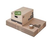 Pack de cajas de cartón para mudanza 72L - 60x40x30cm - certificados FSC 70% - Charge max 20KG - Pack and Move (20)