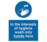 Pack de cinco - Letrero con texto en inglés "Wash Only Hands Here" - 150 x 200 mm - A5P