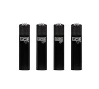 Pack de Clipper 4 Mecheros Encendedores Liso Soft Touch All Black Negro CP11RH Y 1 Llavero Hibron