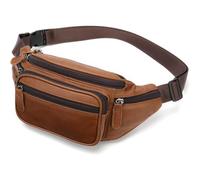 Pack de Cuero Riñonera de Cuero para Hombres y Mujeres, para Viajes al Aire Libre, Senderismo, Camping, Caminar, Correr, riñonera Delgada para teléfono Celular, Cartera, marrón