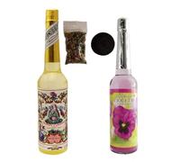 Pack de Dos Aguas Floridas mas Muestra de Incienso en Grano Especial DoraZen y Pastilla de carbón (Florida 270 ml + Violetas 221 ml)