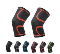 Pack de Dos Rodilleras de compresión con Tiras Antideslizantes, adecuadas Tanto para Hombre como para Mujer, para Correr y Hacer Deporte.(Orange,M)