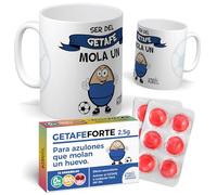 Pack de Fútbol | Ser del Getafe Mola un Huevo + caramelos GetafeForte | Taza Aficionados F.C Getafe | Regalo para Aficionados | Regalo de Cumpleaños | Taza de Desayuno | Cerámica 350 ML