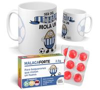 Pack de Fútbol | Taza + Caramelos Ser del Málaga Mola un Huevo | Regalo Original para Aficionados del Fútbol | Cosas para Niños | Idea de Sorpresa de Equipos | Cerámica 350 ML