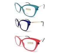 Pack de Gafas de lectura Diseño de última moda con strass. EXCLUSIVA. gafas de presbicia, vista cansada. VENICE Premium Perl - Dioptrías: 1 a 3,5 (Pack 3 Azul, Rojo y Verde, 2.5, diopters)