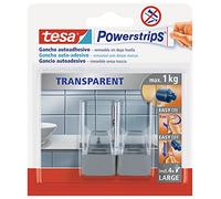 Pack de gancho grande combinado transparente y acero tesa Powerstrips + tiras