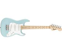 Fender FSR Squier Electric Mini Stratocaster, Electric Guitar, Daphne Blue, Ideal For Guitar Beginners
