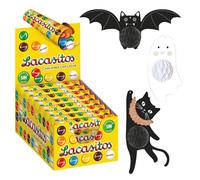 Pack de Halloween con Lacasitos Tubo 24X20G y Set De Gato, Murciélado Y Fantasma Decorativos Para Halloween - Para un truco o trato épico