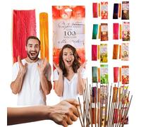 Pack de Inciensos Naturales Sorpresa - 100 Varillas sin Tóxicos + Quemador Artesanal de Madera - Ideal para Meditación, Limpieza Energética, Yoga, Reiki, Aromaterapia