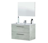 Pack de muebles de baño aruba en color cemento o blanco con mueble de baño, columna, espejo y lavamanos cerámico