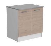 Pack de muebles de cocina eko estilo moderno en color blanco mate y roble jackson con módulos fregadero campana y horno