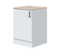 Pack de muebles de cocina kira modular en blanco brillo y roble canadian con 7 módulos, cajones, y puertas abatibles