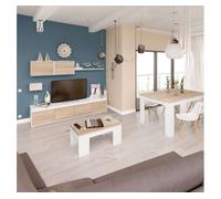 Pack de muebles de salón comedor formado por modulo de tv, mesa de centro y mesa de comedor