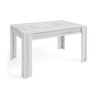 Pack de muebles de salón tokio estilo nórdico en color blanco albo y roble rayado (aparador, mesa de comedor, mesa de centro y mueble de tv)