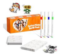 Pack de Papel para Tattoo Maker - 40 Hojas de Papel Térmico & 40 Transferencia con 4 Marcadores, Compatible con Impresoras TK20 y TK32, Kit de Dibujo para Niños