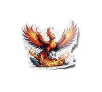 Pack de pegatinas Fénix Renacimiento de Cenizas - Fantasía mítica ave cortada para dar forma a la forma calidad resistente al agua y a los rayos UV Fénix mitológico 8 cm