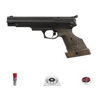Pack de Pistola Aire comprimido BSA Challenger Compact 4,5 mm con balines Hollow Point, Aceite Lubrex y 20 dianas | Pistola de precisión de Bombeo para Tiro a 10 Metros, 2 Julios