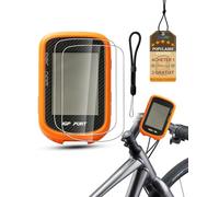 Pack de protección 3 en 1 para iGPSPORT BSC300T | Powfix - Carcasa de silicona antigolpes + 1 películas de pantalla HD + correa | Kit integral antiarañazos y templado para ciclismo, bicicleta de
