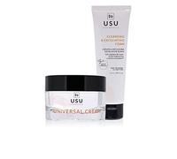 Pack de Rutina K-Beauty de Día - Espuma Limpiadora Exfoliante Suave + Crema Universal - Ayuda a Limpiar y renovar la piel - Nutre e Hidrata en Profundidad - USU Cosmetics