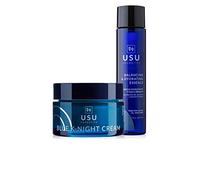 Pack de Rutina K-Beauty de Noche - Esencia Hidratante y Equilibrante + Crema Facial Antiedad Blue K-Night Cream - Combate el Envejecimiento Prematuro - Refresca e Hidrata- USU Cosmetics