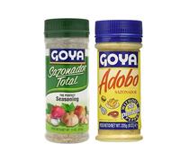 Pack de Sazonadores GOYA - Sazonador Total y Adobo sin Pimienta | 2 Botes | Condimento Latino Multiusos para Carnes, Pollo, Pescado y Verduras