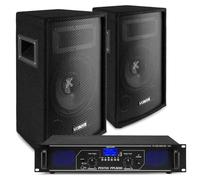 Pack de Sonido Completo con Bluetooth - Sistema de Sonido Completo con 2 Altavoces de 8 Pulgadas (Vonyx SL8) + Amplificador con Bluetooth y Reproductor MP3USB/SD (Fenton FPL500) y cableado Incluido