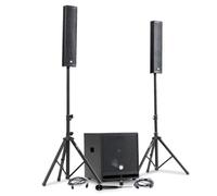 Pack de sonido DJ completo BM Bmsonic BMS-15-SLIM-BT, 1200 W altavoces satélites, SUB 38 cm USB/Bluetooth, soportes cables, micro