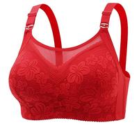 Pack de sujetadores con fuerte fuerza de apoyo para mujer, tirantes ajustables, cobertura completa, sujetador cómodo sin aros, sujetador sin aros, traje esclavo para mujer, rojo, 44