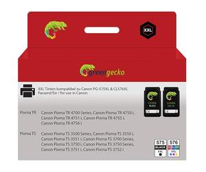 Pack de tintas XXL sustituye a Canon PG-575XL y CL-576XL para Canon Pixma TR 4750 i, TR 4751 i, TR 4755 i, TR 4756 i, TS 3500 Series, TS 3550 i, TS 3551 i, TS 3750 i, TS 3751 i, TS 3751 i, TS 3751 i